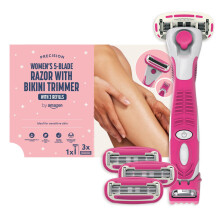 by Amazon Women's 5 Blade Razor with 3-in-1 Trimmer, 1 Handle + 4 Razor Blades R