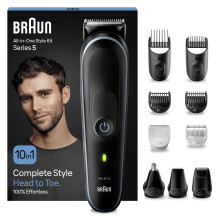 Braun 10-in-1 All-in-One Style Kit Series 5, Male Grooming Kit with Beard Trimmer, Hair Clippers, Nose Hair Trimmer for Men, Precision Trimmer, Gifts