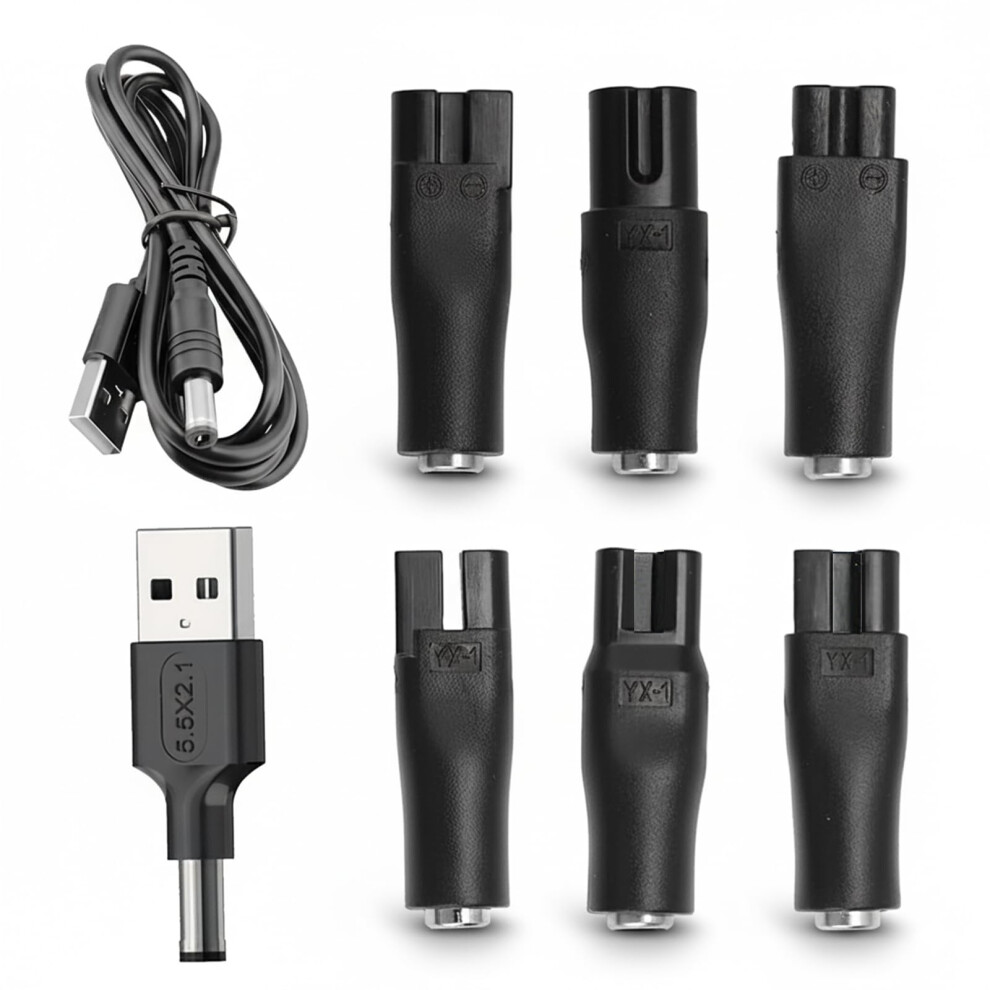 Fengrui 8Pcs Usb Shaver Charger Cable Kit,5V Usb Black Electric Shaver Chargers & Power Supplies For Hair Clippers, Beard Trimmers, Shavers, Beauty Instrumen