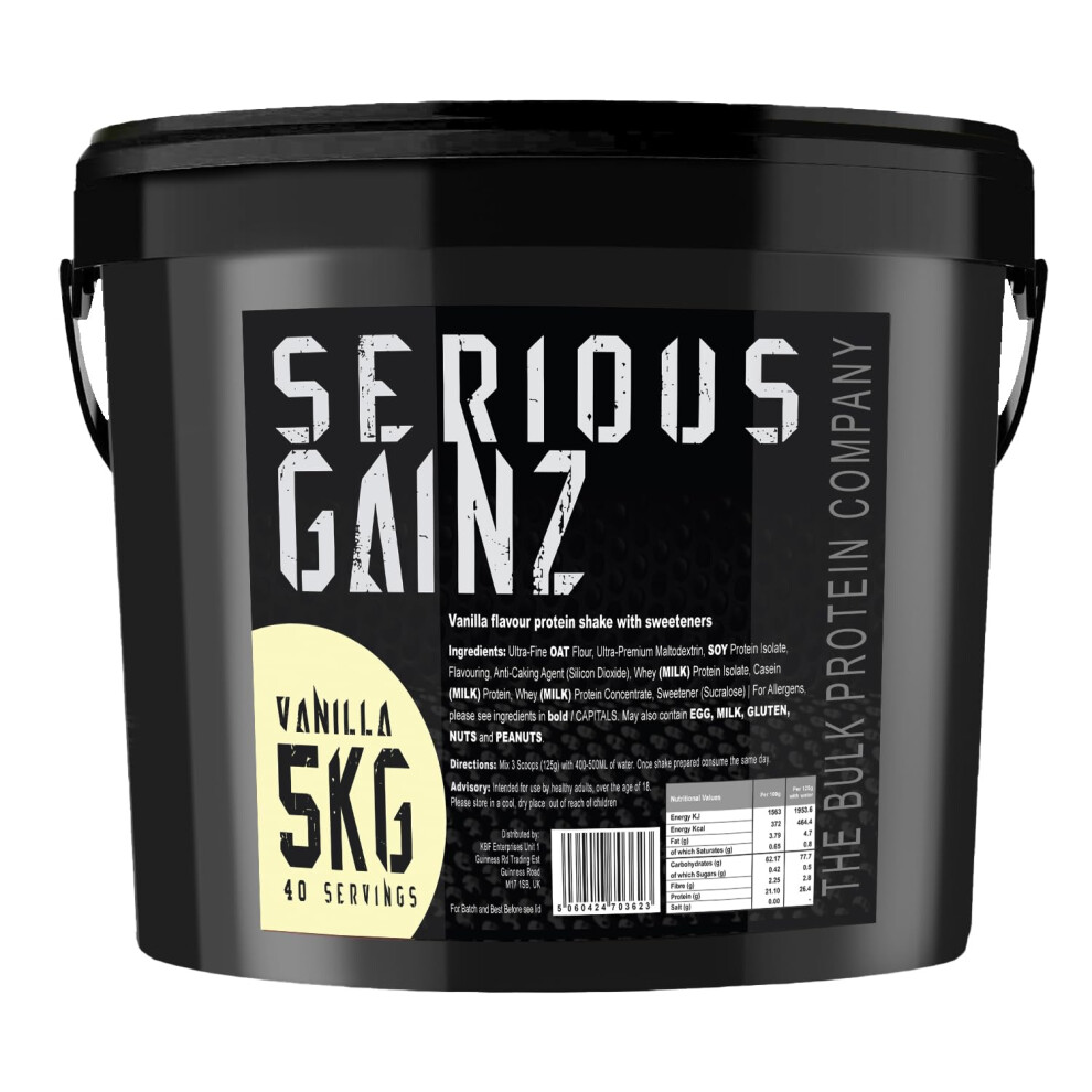 The Bulk Protein Company , Serious Gainz - Whey Protein Powder - Weight Gain, Mass Gainer - 30G Protein Powders (Vanilla, 5Kg)