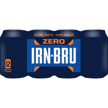 IRN-BRU Zero, No Sugar Fizzy Drinks 330ml -12 Can Multipack