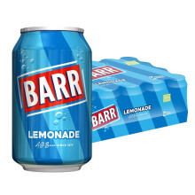 BARR 24 Pack Perfect Lemonade, Lemon Flavoured Fizzy Drink, Sparkling Fizzy Pop, 24 x 330ml Cans