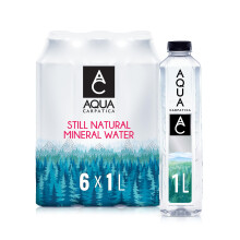 AQUA Carpatica 1L x 6 Pure Natural Still Mineral Water - Bottled Water, Virtually Nitrate Free, Low Sodium, Naturally Alkaline, Natural Electrolytes