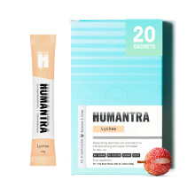 Humantra Electrolytes Powder - Lychee Flavor, 20ct - Powdered Hydration Sachets - Plant-Based Electrolyte Powder with 6 Electrolytes - Vegan, Sugar F
