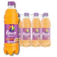 Rubicon 12 Pack Sparkling Passion Flavoured Fizzy Drink with Real Fruit Juice, Handpicked Fruits for a Temptingly Intense Taste "Made of Different St