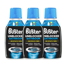 Buster Bathroom Drain Unblocker (Pack of 3 x 300ml) Fast-Acting Sink Unblocker Dissolves Hair, Sludge and Soap, Drain Cleaner Clears Blockages in Sho