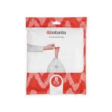 Brabantia PerfectFit Bin Liners (Size B/5 Litre) Thick Plastic Trash Bags with Tie Tape Drawstring Handles (40 Bags),White,137747