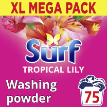 Surf Tropical Lily Washing Powder joy-infused fragrance with natural essential oil lasting up to 12 hours in wear for brilliantly clean laundry every