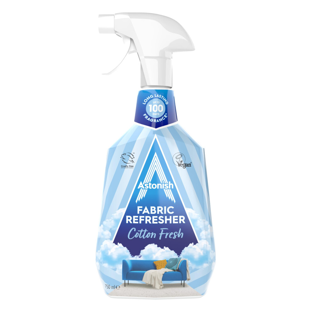 Astonish Fabric Refresher Spray For Freshening Clothes, Curtains, Carpets And Fabrics, Cotton Fresh Scent, 750Ml, Blue