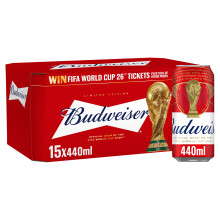 Budweiser Lager Beer Cans, 15 x 440ml
