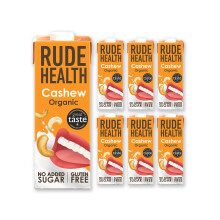 Rude Health 6 x 1 Litre Organic Cashew Dairy-Alt Milk, 100% Natural Organic Drink, Lactose Free, Dairy Free & Gluten-Free, Unsweetened, Award-Winning