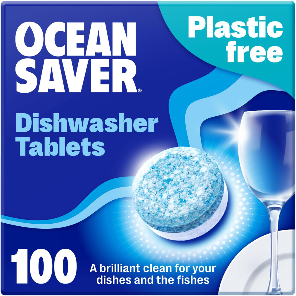 Oceansaver Eco-Friendly Dishwasher Tablets - Pack Of 100 | Non-Toxic & Plastic-Free Dish Washing Tablets For Sustainable Cleaning | All In One Plant