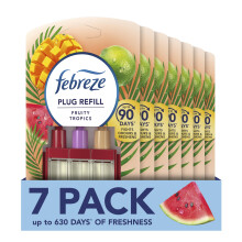 Febreze 3Volution Plug In Air Freshener Refill, Fruity Tropics, 7 Refills (20ML X 7), Odour Fighter & Bathroom Air Freshener, Febreze Plug In Refill