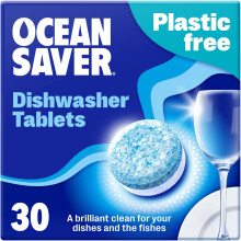 OceanSaver Eco-Friendly Dishwasher Tablets - Pack of 30 | Non-Toxic & Plastic-Free Dish Washing Tablets for Sustainable Cleaning