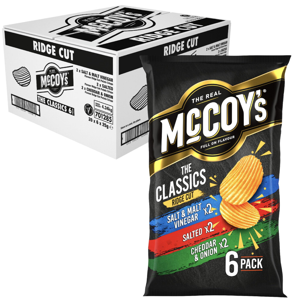Mccoys Mccoy's Classic Variety Multipack Crisps 6 Pack (Pack Of 20) - Fully Loaded With Flavour, Iconic Ridged Crisp, Unmistakable Crunch