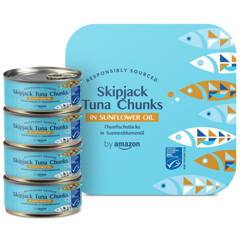 by Amazon MSC Skipjack Tuna Chunks in Sunflower Oil,