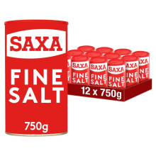 Saxa Fine Table Salt For Table & Cooking, 750 g Drum (Pack of 12)