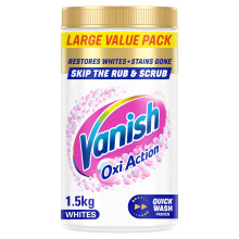 Vanish Gold Crystal White Stain Remover Powder, 1.5kg, Oxi Action for Quick Wash