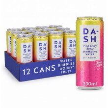 DASH Water PINK LADY APPLE - 12 x 330ml cans - Flavoured Sparkling Spring Water