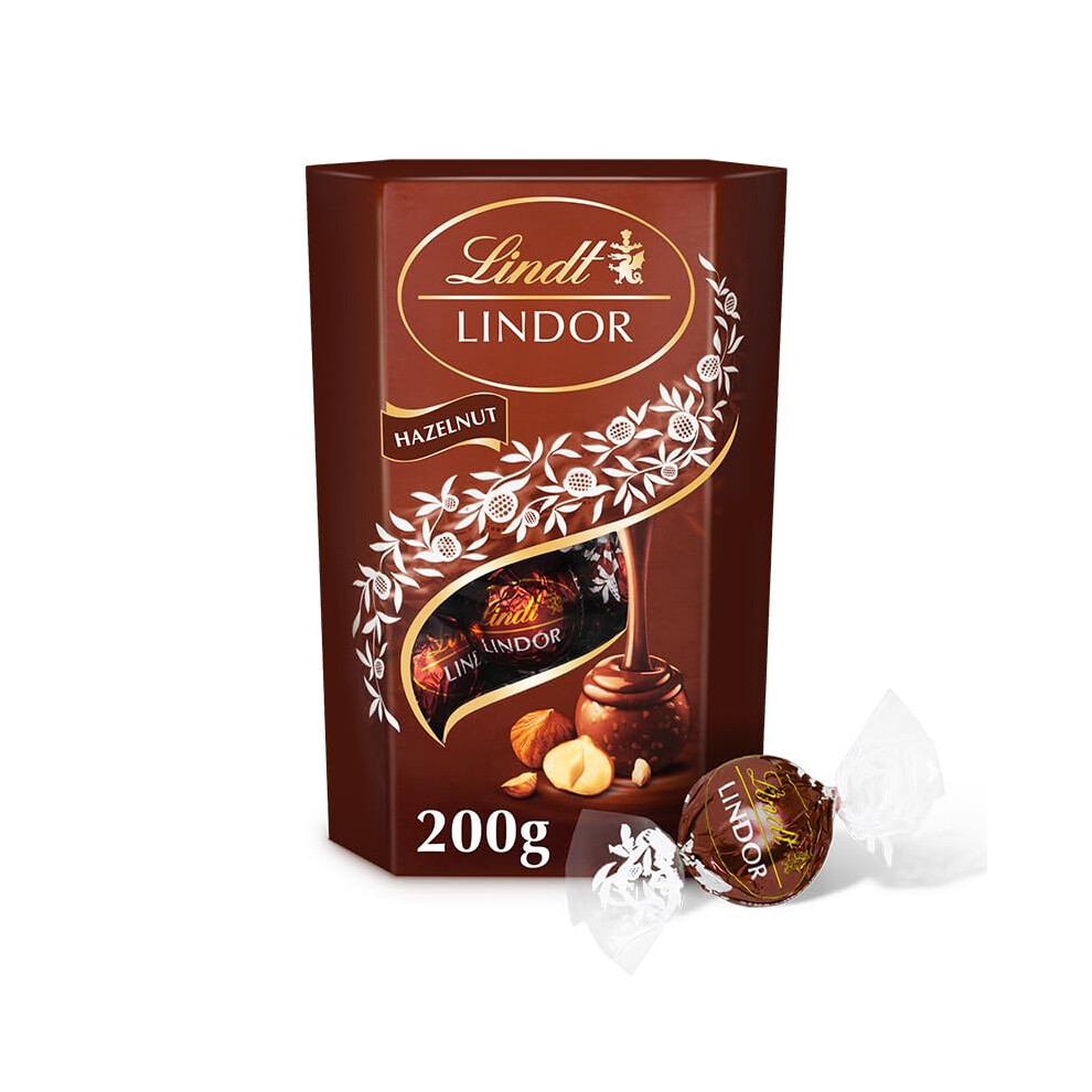 Lindt Lindor Hazelnut Chocolate Truffles Box Chocolate Balls With A Smooth Melting Filling, 200 G