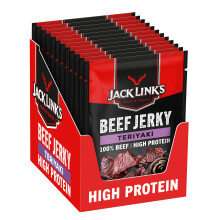 Jack Link's Beef Jerky, Teriyaki Flavour, Multipack of 12 x 25g Bags, High Protein Meat Snack, Made with Premium Beef
