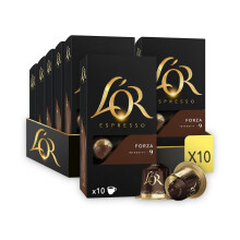 L'OR Espresso Forza Coffee Pods x10 Intensity 9 (Pack of 10, Total 100 Capsules)