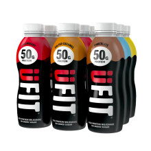 UFIT High 50g Protein Shake (9 x 500 ml) - MIXED CASE - No Added Sugar - High in Protein - Low in Fat - Gut Friendly - Ready to Drink - Packaging May