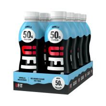 UFIT High 50g Protein Shake (8 x 500 ml) - Vanilla Flavour - No Added Sugar - High in Protein - Low in Fat - Gut Friendly - Ready to Drink - Packagin