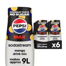 Sodastream Pepsi MAX Mango Fizzy Water Flavouring Syrup, Sugar Free Soda Syrup, Zero Sugar Pepsi Flavour, 6 x 440ml Multipack, Home Soda, Flavoured S