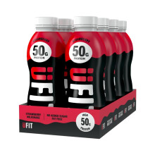 UFIT High 50g Protein Shake (8 x 500 ml) - Strawberry Flavour - No Added Sugar - High in Protein - Low in Fat - Gut Friendly - Ready to Drink - Packa