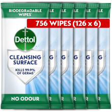 Dettol Antibacterial Cleansing Surface Biodegradable Wipes, , 756