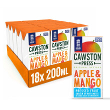 Cawston Press Fruit Water Kids Drink | Pressed Apple & Mango Flavoured Water | 200ml x 18 Pack Mango & Apple Juice Cartons | School Approved – No Ad