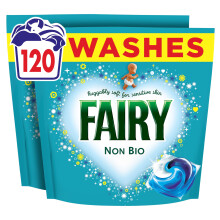 Fairy Non Bio All-in-1 PODS Laundry Detergent Washing Liquid Tablets/Capsules, 120 Washes (60x2), For Sensitive Skin
