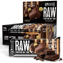 Warrior RAW Protein Bars 12 x 75g – 20g High Protein Bar, Low Sugar High Fibre Oat Protein Flapjack – Protein Snacks, Meal Replacement Bars (Doubl