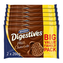 McVitie's Milk Chocolate Digestive Twin Pack, 2 x 266 g (Pack of 6)