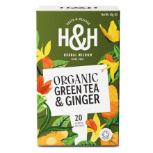 Heath & Heather - Organic Green Tea with Ginger • Invigorating Herbal Fusion with a Zingy Kick • Antioxidant-Rich • Vegan • 20 Tea Bags