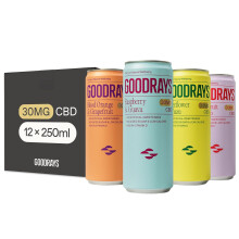 GOODRAYS CBD Drinks, Sparkling Low Calorie Soft Drink, Vegan, 4 Flavour Mixed Pa