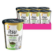 itsu chilli miso instant noodles & broth pot 65g | Instant Noodles Snack Multipack | Quick-to-Make Snack | Gluten free | Vegan | Pack of 6