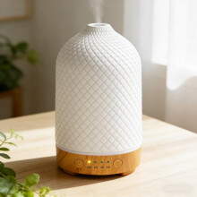 Essential Oil Diffuser Electric Aromatherapy Oil Diffuser 200ml Ceramic Aroma Scented Diffusers &Humidifier with Auto Shut Off Ultrasonic Quiet/4 Tim