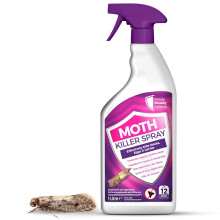 Moth Killer Spray | 1 Litre | Effective Moth Repellent for Carpets, Clothes, Wardrobes & More | Low Odour & Non-Staining Formula | Kills Moths on Con