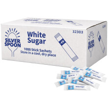 Silver Spoon White Sugar Sticks 1000 Pack, Granulated White Sugar Portions, Home Grown in Britain, For Tea Coffee and Hot Drinks