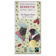 70% Organic Dark Rich, plain dark chocolate with 70% cocoa. Certified organic, Fairtrade, and net climate positive. Beautiful gifts for everyone.