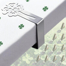 Tablecloth Clips for Outdoor Thick Tables 10 Pack, Lucky Clover Picnic Table Cloth Holder Clip Indoor, Heavy Duty Stainless Steel Cover Clamp for Par