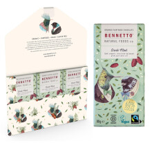 Dark Mint Dark chocolate with 60% cocoa and pure mint oil. Certified organic, Fairtrade, and net climate positive. Beautiful gifts for everyone. 3x 8