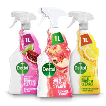 Dettol Antibacterial Multipurpose Cleaner Multipack, Pomegranate & Lime, Summer Fruits, Sparkling Lemon Burst, 1L Each, Pack Of 3, Ideal For Home Hyg