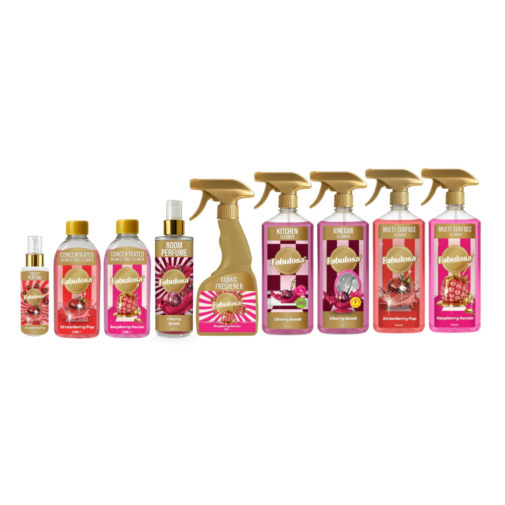 Fabulosa All-In-One General Household Cleaning Bundle, Cleaners And Fresheners, Antibacterial Sprays And Concentrated Disinfectants, Long Lasting Fra