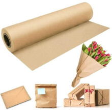Kraftpapierrol 30 cm x 30 m, bruine inpakpapierrol, natuurlijk gerecycled papier voor het inpakken van cadeaus, doe-het-zelf