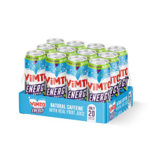 Vimto Original Energy Drink 500ml Cans (12 Pack) – No Added Sugar, Real Fruit Juice, Natural Caffeine & B Vitamins – Fruity Prime Energy Boost, Sp