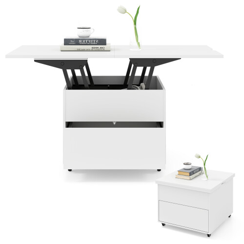 Costway Mobile Lift Top Coffee Table Folding Center Table Extendable Dining Table