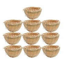 10 stuks vogelnestjes van 10,2 cm, voor kanaries, bamboe kooien, handgeweven strooien vogelnestje